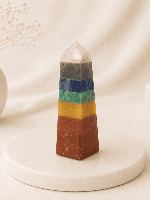 7 Chakra Pencil Tower Point healing crystal for chakra balancing, energy healing, meditation, spiritual growth, and positive vibrations