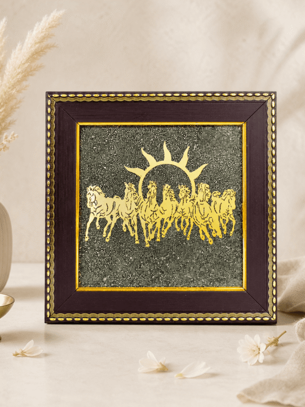 7 Horses on Raw Pyrite Frame