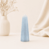 Angelite Pencil Tower Point healing crystal for peace, communication, spiritual connection, chakra balancing, meditation, and positive energy