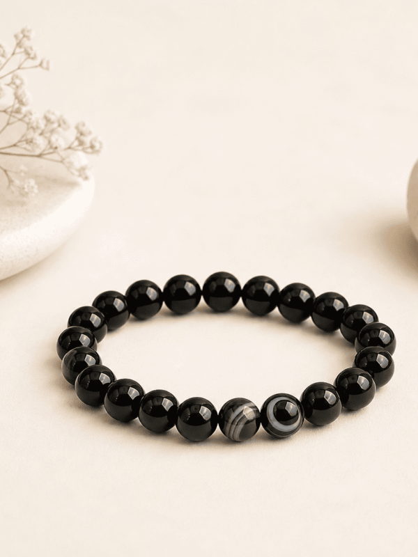 Black Banded Agate Onyx Bracelet