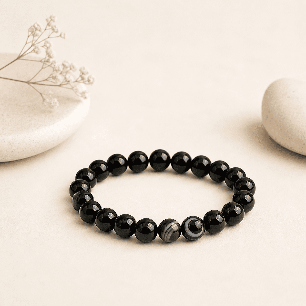 Black Banded Agate Onyx Bracelet