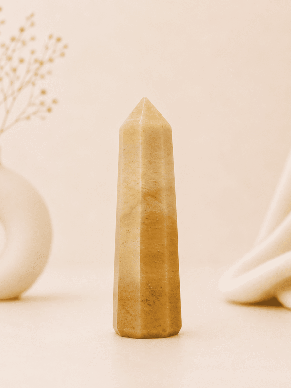 Camel Jasper Tower Point healing crystal for grounding, stability, strength, emotional balance, chakra healing, and positive energy