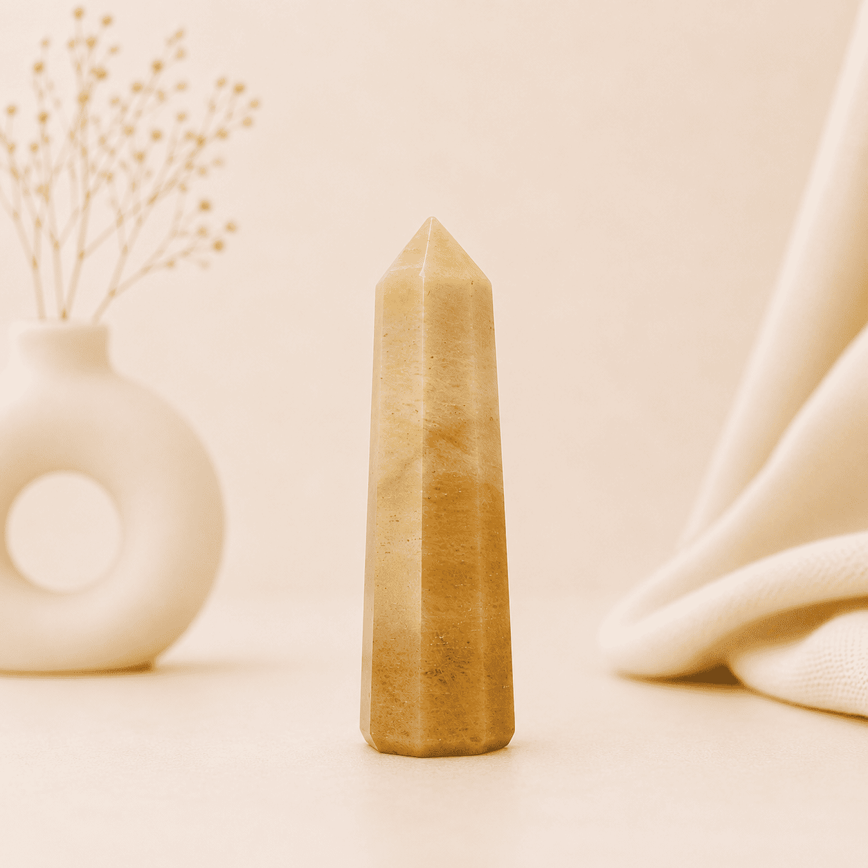 Camel Jasper Tower Point healing crystal for grounding, stability, strength, emotional balance, chakra healing, and positive energy