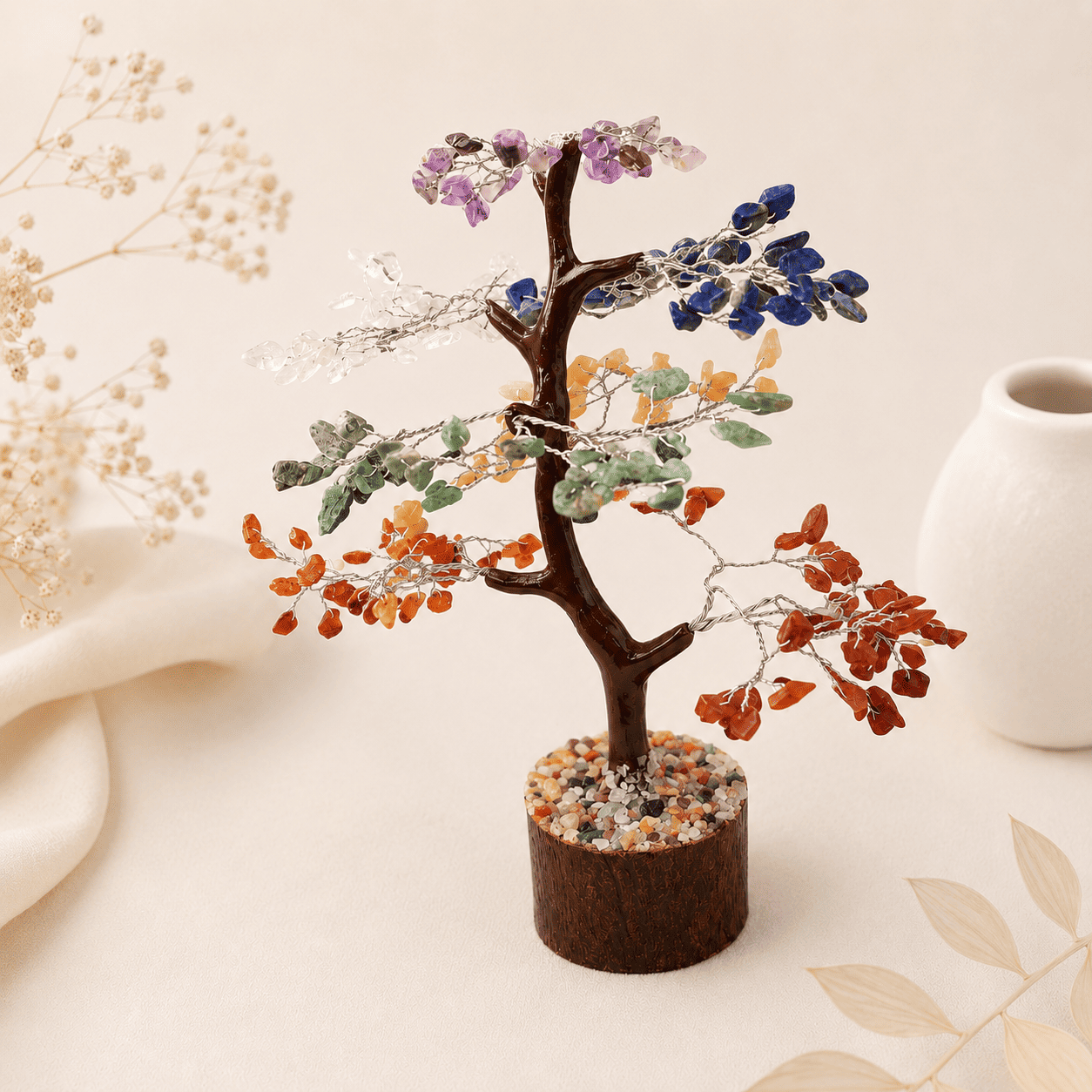 Natural 7 Chakra Gemstone Tree for chakra balancing, spiritual healing and positive energy flow