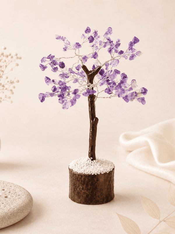 Natural Amethyst Gemstone Tree for calming energy, stress relief and spiritual healing vibrations