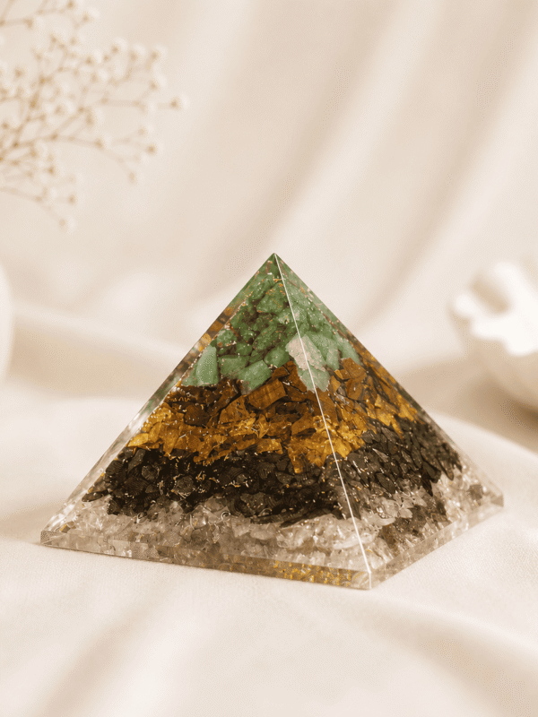 Dhan Yog crystal pyramid for wealth attraction, prosperity, financial growth, success, energy balance, and positive vibrations