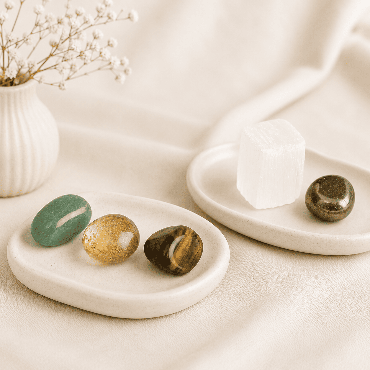 Dhan Yog Tumble Combo healing crystals for wealth attraction, prosperity, success, abundance, energy balance, and positive vibrations