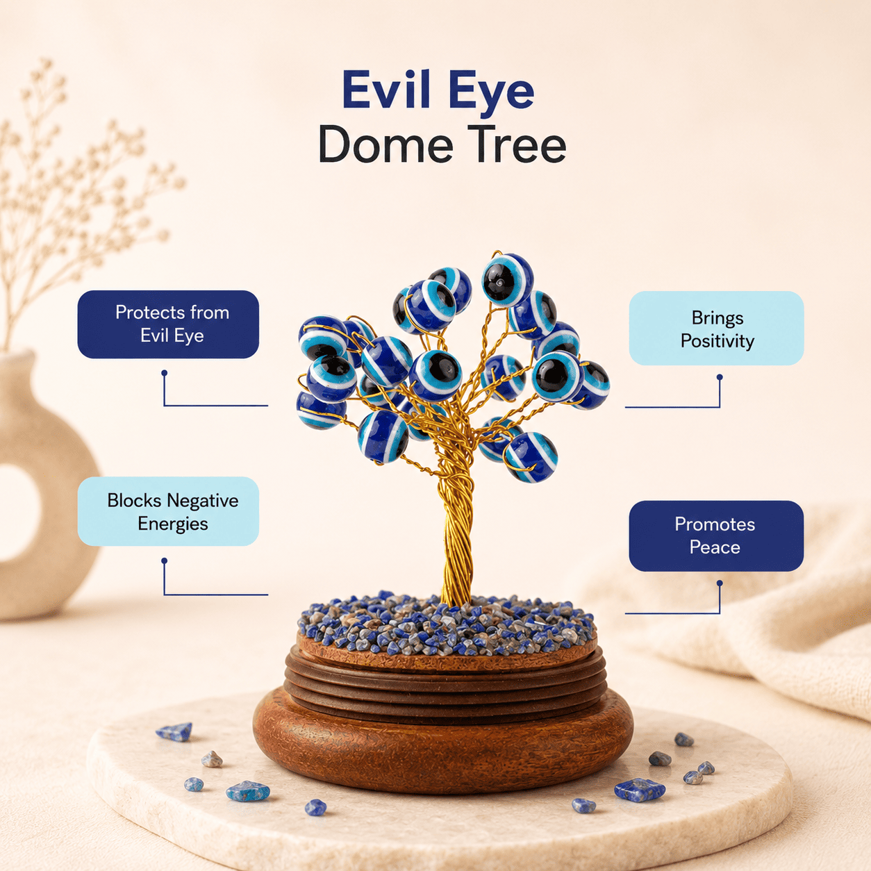 Natural Evil Eye Dome Tree for protection from negative energy, evil eye shielding and positive vibrations