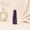 Lepidolite Pencil Tower Point healing crystal for stress relief, calmness, emotional healing, anxiety reduction, chakra balancing, and positive energy