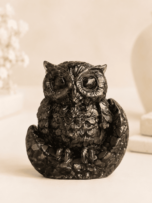 Pyrite Owl crystal for wealth attraction, wisdom, protection, Feng Shui energy, financial success, and positive vibrations