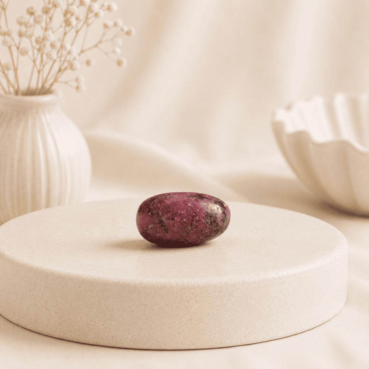 Natural Rhodonite Tumble Stone crystal for emotional healing, love, forgiveness, heart chakra balancing, peace, and positive energy