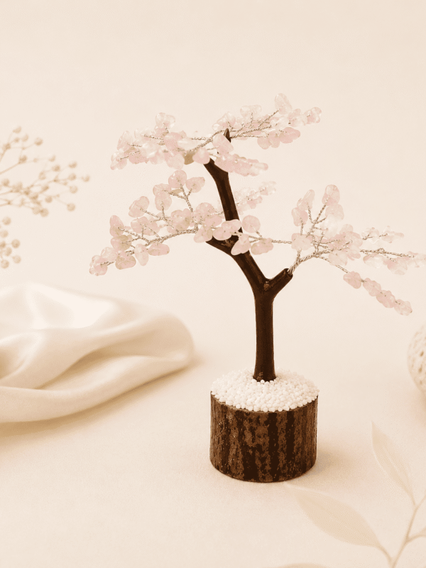 Natural Rose Quartz Gemstone Tree for love attraction, emotional healing and heart chakra energy