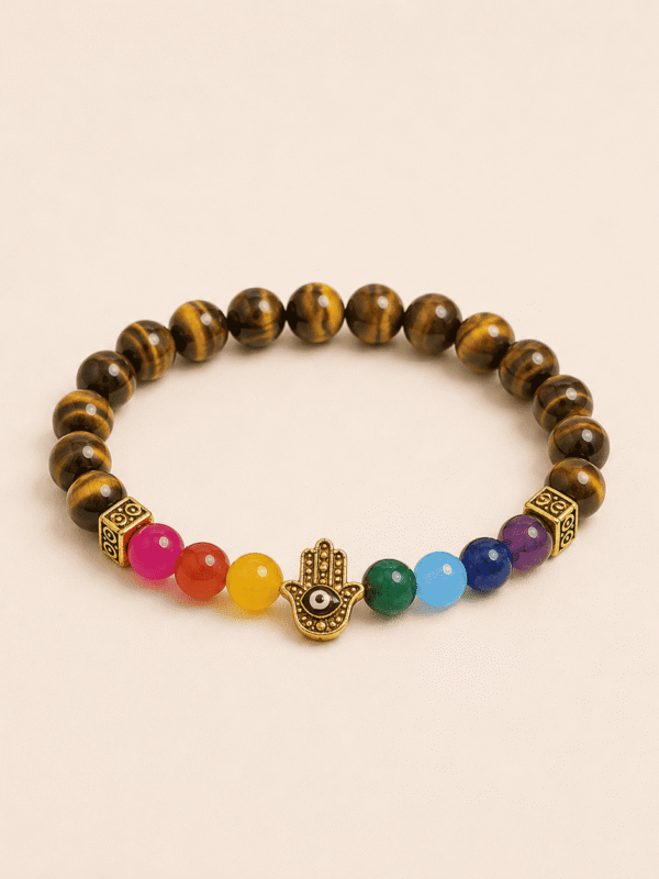 Tiger 7 Chakra with Hamza Symbol Bracelet