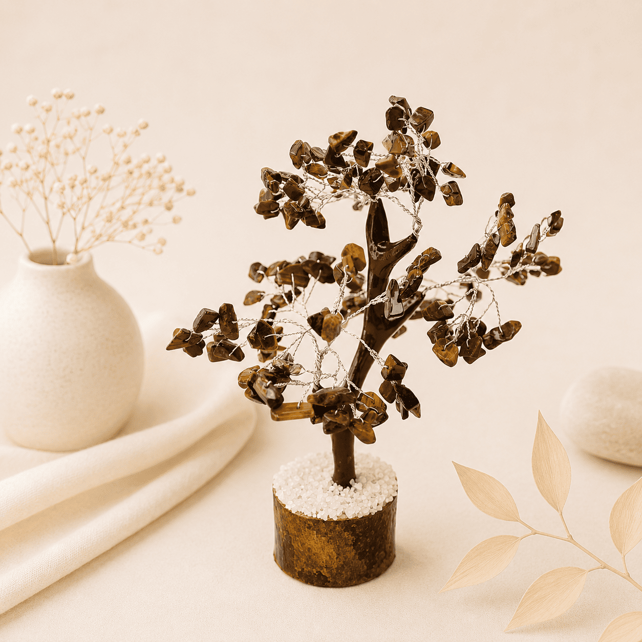 Natural Tiger Eye Gemstone Tree for protection, courage, confidence and grounding energy