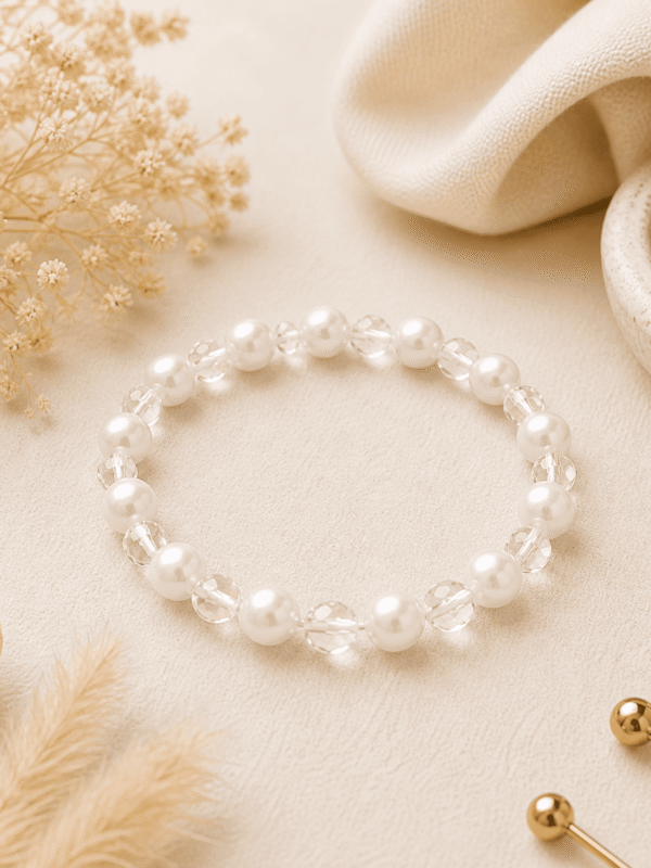 White Pearl & Crystal Bracelet