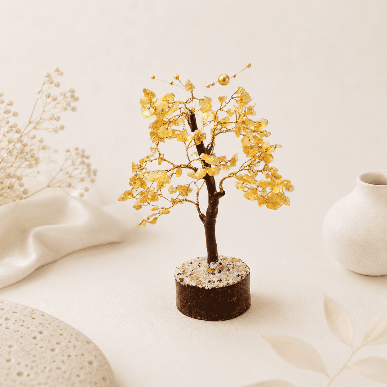 Natural Yellow Citrine Gemstone Tree for wealth attraction, prosperity, success and positive energy flow